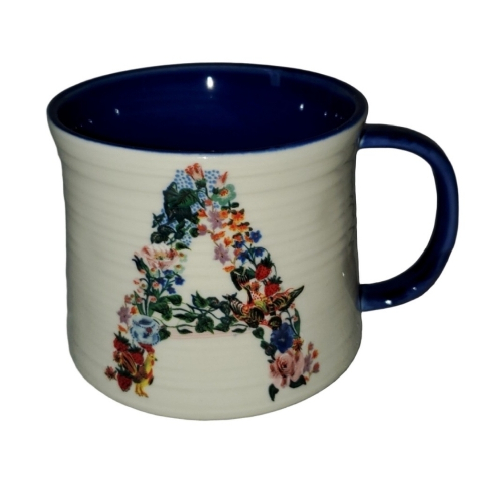 Nathalie Lete for Anthropologie Floral Initial Mug Letter A